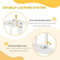 PawHut Pressure Fit Dog Stair Gate No Drilling Safety Gate Auto Close for Doorways, Hallways, 74-94cm Adjustable, 94cm Tall, White(m-4)