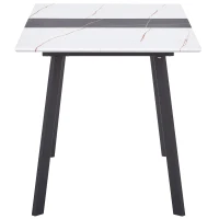 Tavolo Consolle Allungabile da Pranzo in Marmo con Struttura in Acciaio, Ideale per Cene Familiari e Intrattenimento, 110/140x75x76 cm, Nero Bianco(m-12)