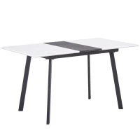 Tavolo Consolle Allungabile da Pranzo in Marmo con Struttura in Acciaio, Ideale per Cene Familiari e Intrattenimento, 110/140x75x76 cm, Nero Bianco(m-2)
