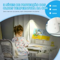 HOMCOM Conjunto de Secretária e Cadeira para Crianças com Altura Ajustável Lâmpada LED 80x49,5x80-105 cm e 36x34x60-73 cm Cinza(m-8)