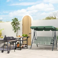 Outsunny 3 Seater Garden Swing Chair with Adjustable Tilting Canopy, Outdoor Hammock Bench with Steel Frame, Padded Seat for Patio Yard Outside, Green(m-8)