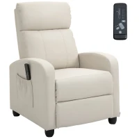 HOMCOM Poltrona de Massagem Reclinável com 2 Zonas de Massagem 8 Programas e 5 Níveis de Intensidade 68x88x98 cm Creme(m-1)
