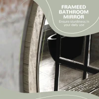 kleankin 45cm Round Home Mirror, with Shelf - Grey Wood-Effect(m-5)