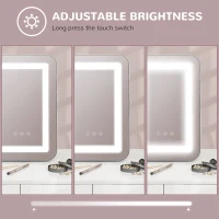 HOMCOM Oglindă de Machiaj LED cu Lumini Reglabile pe 3 Culori, USB și Oglindă de Mărire Rotativă, 31x41,5x3 cm, Alb(m-6)