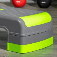 HOMCOM Aerobic Step with 3-Level Adjustable Heights for Home, Office Exercise, Grey and Green(m-8)