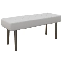 HOMCOM Bancă pentru Pat din Piele Ecologică, Bancă Capitonată cu Picioare din Oțel, 100x35x45 cm, Gri(m-1)