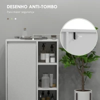 HOMCOM Móvel Auxiliar de Casa de Banho Armário Casa de Banho com Prateleiras Abertas Porta e Prateleira Ajustável 53x30x80 cm Branco(m-6)