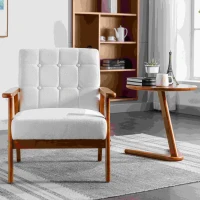 Butaca Reclinable Moderna de Mediados de Siglo para Sala de Estar y Dormitorio Beige(m-4)