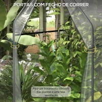 Outsunny Estufa de Jardim com 2 Portas com Fecho de Correr Anti UV para Cultivo de Plantas Flores 90x90x145 cm Transparente(m-6)