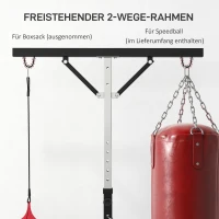 SPORTNOW Bokszakstandaard, in hoogte verstelbaar, met Speedball, Metalen frame, 160L x 145B x 175-220H cm, Zwart(m-4)
