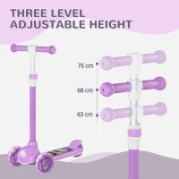 AIYAPLAY Kids 3 Wheel Scooter for 2-6 Years Old w/ Adjustable Height, LED Light, TPE Handlebar, Purple(m-4)