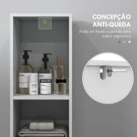 HOMCOM Coluna Casa de Banho Armário Alto Casa de Banho com Porta 2 Prateleiras Abertas  Estilo Moderno 30x30x160 cm Branco(m-5)