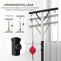 SPORTNOW Bokszakstandaard, in hoogte verstelbaar, met Speedball, Metalen frame, 160L x 145B x 175-220H cm, Zwart(m-5)