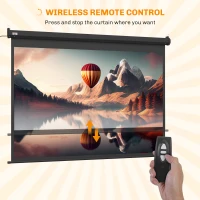 HOMCOM Ecran pentru Proiector de 84 inch, Reglabil cu Telecomandă, Ecran de Proiecție Compact, 171x130 cm, Negru(m-8)