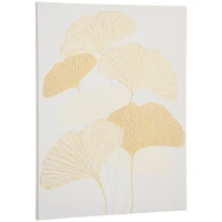 HOMCOM Tableau sur toile feuilles ginkgo doré - décoration murale - dim. 100L x 80l cm(m-10)