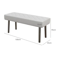 HOMCOM Bancă pentru Pat din Piele Ecologică, Bancă Capitonată cu Picioare din Oțel, 100x35x45 cm, Gri(m-3)