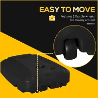 Outsunny Parasol Base, Water and Sand Filled, Up to 100kg, Portable Umbrella Stand Weights for Cantilever Banana Parasol with Wheels, Black(m-7)