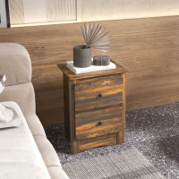 HOMCOM Noptieră cu 2 Sertare în Stil Rustic, Noptieră pentru dormitor din Lemn, 40x30x56 cm, Maro(m-7)