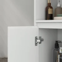 HOMCOM Móvel Auxiliar de Casa de Banho Armário Casa de Banho com Prateleiras Abertas Porta e Prateleira Ajustável 53x30x80 cm Branco(m-9)