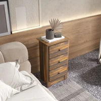 HOMCOM Noptieră cu 2 Sertare în Stil Rustic, Noptieră pentru Dormitor din Lemn, 40x30x74 cm, Maro(m-8)