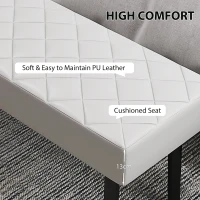HOMCOM Bancă pentru Pat din Piele Ecologică, Bancă Capitonată cu Picioare din Oțel, 100x35x45 cm, Gri(m-5)