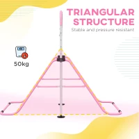 HOMCOM Paralele, Bară de Antrenament cu Înălțime Reglabilă cu 2 Inele și Covoare Antiderapante, 148x105x88-128 cm, Roz(m-7)