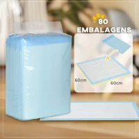 PawHut Resguardos de Treino Animais de Estimação 80 Unidades 45x60 cm Resguardos Absorventes para Cães com 6 Camadas Azul(m-5)