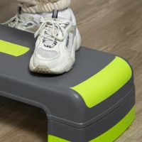 HOMCOM Aerobic Step with 3-Level Adjustable Heights for Home, Office Exercise, Grey and Green(m-9)