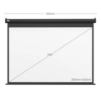 HOMCOM Ecran de Proiecție 100 inch, Format 4:3 Reglabil cu Telecomandă, Ecran de Proiecție Compact, 203x152 cm, Negru(m-3)