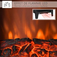 HOMCOM Cheminée électrique poêle Style néo-rétro 900-1800 W Simulation Flammes LED luminosité réglable Acier ABS Noir(m-8)