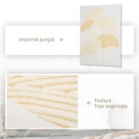 HOMCOM Tableau sur toile feuilles ginkgo doré - décoration murale - dim. 100L x 80l cm(m-4)