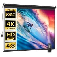 HOMCOM Ecran de Proiecție 120 Inch Format 4:3 Reglabil cu Telecomandă, Ecran de Proiecție Compact, 244x183 cm, Negru(m-1)