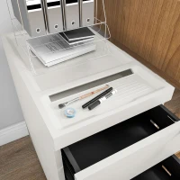 HOMCOM Szafka na dokumenty, Kontener na kółkach, zamykany, na pliki wiszące, obudowa stalowa, 30x50x61 cm, Biały(m-9)