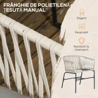 Outsunny Set boem de 2 scaune pentru terasa din franghie impletit(m-6)