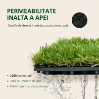 Outsunny Dale pentru Gradina cu Iarba Sintetica 30x30cm 10 Bucati, Gazon Artificial Realist, Densitate 6500 Verde(m-5)