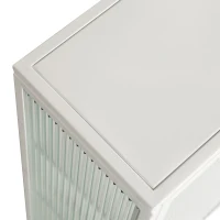 Credenza Moderna Ripostiglio a Due Ante con Vetrata e Ripiani a Tre Livelli per Ingresso, Soggiorno, Bagno, Sala da Pranzo, Bianco(m-7)