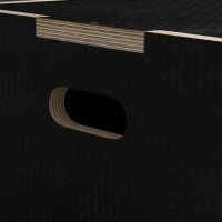 SPORTNOW Multi-Faceted Jump Box, Wooden Step Up Box, for Home, Gym, Exercise, 41/51/61cm - Black(m-7)