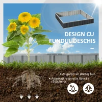 Outsunny Jardinieră Modulară Fără Fund, Jardinieră Ridicată din Oțel pentru Plante și Ierburi, 258x90x30 cm, Gri Închis(m-4)