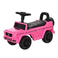 HOMCOM Carro Andador para Bebés com Licença Mercedes G350 com Compartimento de Arrumação e Volante Carga 25 kg 62,5x28,5x45 cm Rosa(m-11)