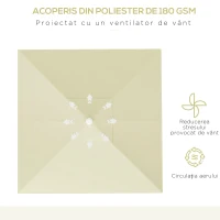 Outsunny Umbrela de soare pentru exterior din aluminiu, Bej(m-4)