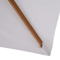 Outsunny Umbrela de Gradina 2x3 m, Umbrela Parasolar Impermeabila din Lemn Lacuit cu Copertina Detasabila, Alb(m-8)