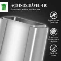 HOMCOM Balde de Lixo de Cozinha com 2 Compartimentos 2x20L Pedal Fechamento Suave e Cubo Amovível  Prata(m-5)