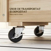 Outsunny Jardinieră de Gradină cu Orificiu de Drenaj și Căptușeală, Jardinieră din Lemn de Brad cu Roți, 89x48x47 cm, Lemn Natural(m-5)