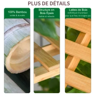 Outsunny Étagère à Fleurs Supports de Pots Porte Plante en Bois de Bambou 3 niveuax + Barre Support pour Pots Suspendus pour Intérieur Balcon Jardin Terrasse(m-4)
