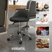 HOMCOM Scaun rulant pentru scalon din piele PU cu spatar, Scaun pentru salon cu inaltime reglabila(m-7)