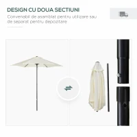 Outsunny Outusnny Umbrela 2x2 m de Gradina cu Stalp Central, Umbrela pentru Exterior din Aluminiu, Bej(m-4)