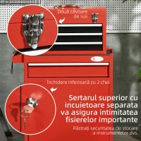 DURHAND Cutie pentru unelte pe roti cu 4 sertare rulante, Rosu(m-7)