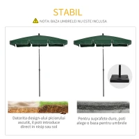 Outsunny Umbrela pentru Gradina 2x2.4 m, Umbrela Dreptunghiulara(m-6)