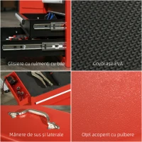 DURHAND Cutie pentru unelte pe roti cu 4 sertare rulante, Rosu(m-8)