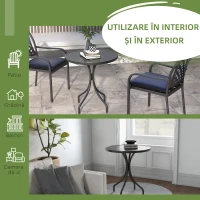 Outsunny Masa rotunda de gradina, de 66cm, cu rama din otel, Negru(m-5)